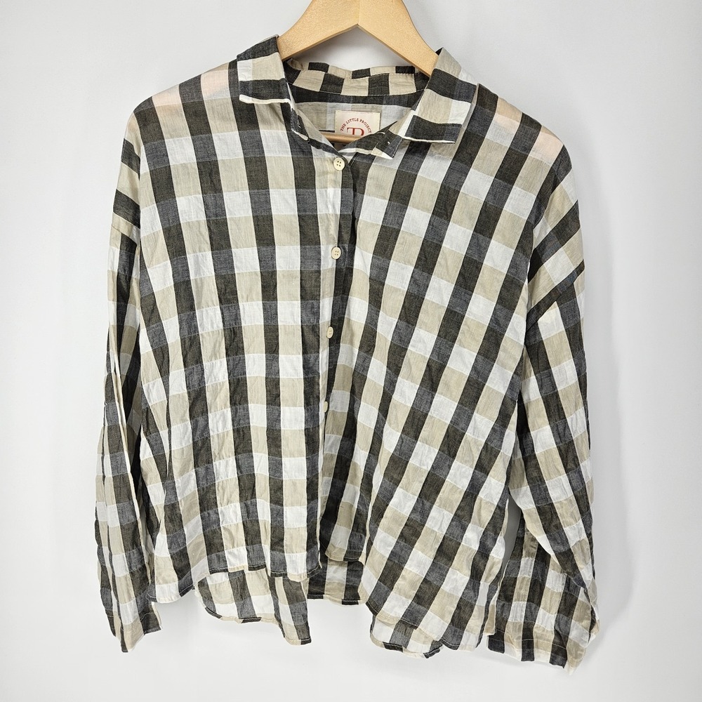 NEW‎ The Little Project Billie Button Up Check Boxy Check Shirt Medium M